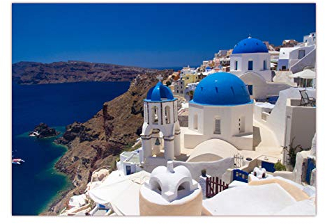 LYSCO XXL Poster 100 x 70cm (F-237) Küstendorf Oia auf der griechischen Ägäisinsel Santorini, Griechenland (Lieferung gerollt!)