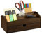 Relaxdays Schreibtisch Organizer, Büroorganizer aus Bambus, mit Schublade u. Fächern, HBT 11 x 27,5 x 15 cm, Dunkelbraun, Dark Brown