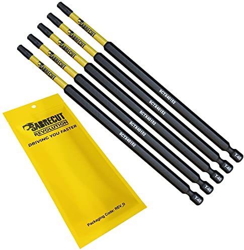 5 x SabreCut SCTX40152_5 152mm T40 TX40 magnetische Schlagschrauber Bohrer Bits Set Torx Hochleistung für Dewalt Milwaukee Bosch Makita und weitere
