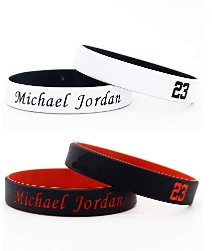 Fan della Stella di Pallacanestro Firma i Braccialetti di Colore Doppio Sport assorbono Il Braccialetto del Silicone del Sudore 4 Pezzi (MJ23)