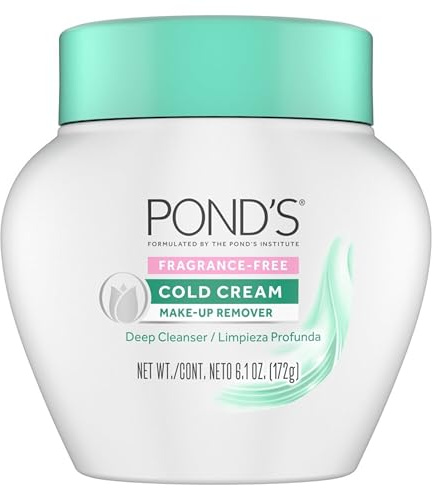 POND’S Cold Cream Cleanser, Fragrance-Free – Moisturizing Makeup Remover & Deep Cleansing Face Cream – Facial Cleanser for Soft, Radiant Skin – Dermatologist Tested, Non-Comedogenic, 6.1 oz