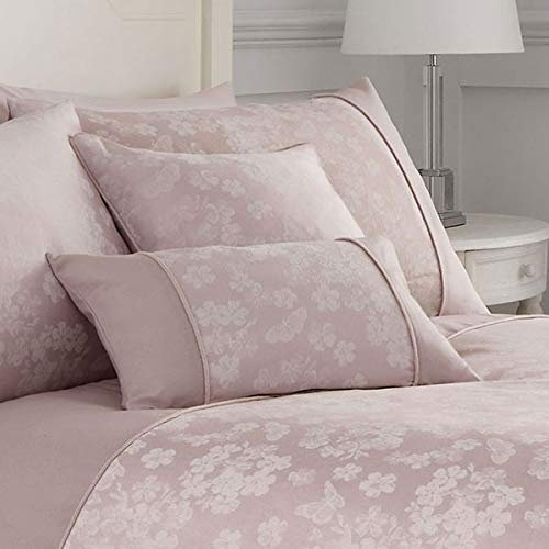 Dreams & Drapes Sakura Blossom Jacquard Floral Cover Included Insert-Matching Bedding Available, Polycotton, Blush Pink, 43 x 43cm (Filled Cushion)