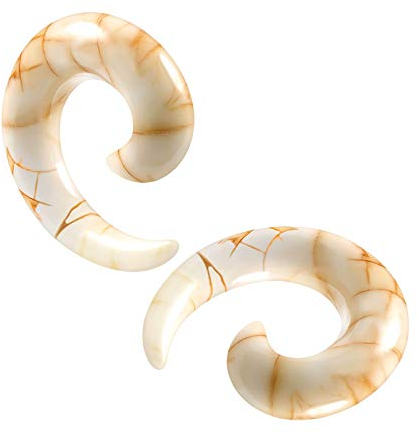 KJM FASHION 2 Stk 8 mm 0gauge Plugs spirale Marmor Tunnel Ohrringe Flesh Plugs Dehnen ohrloch Earplugs Piercing Schmuck 5362