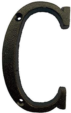 5.1 Inch High Cast Iron House Letter, Solid Home Address Letter, Elegant Black Brown Finished, Matching Perfect with 5.5 Inch House Numbers, Letter C