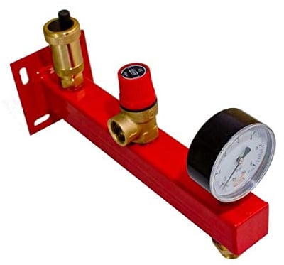 Sicherheitsgruppe Stahl 3 bar für Heizungsanlage | Manometer, 3 bar-Sicherheitsventil & automatischer Entlüfter | Kesselschutz Komplett-Set