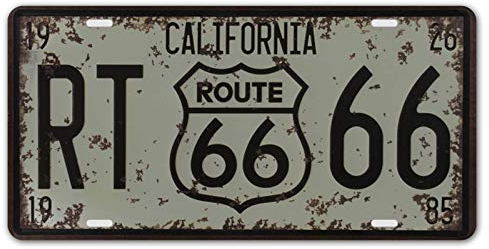 Agedsign Wanddekoration Metallschilder California RT Route 66 United States, Vintage Auto geprägt, Größe für Zuhause, Kneipe, Bar, Blechschild, 15,2 x 30,5 cm