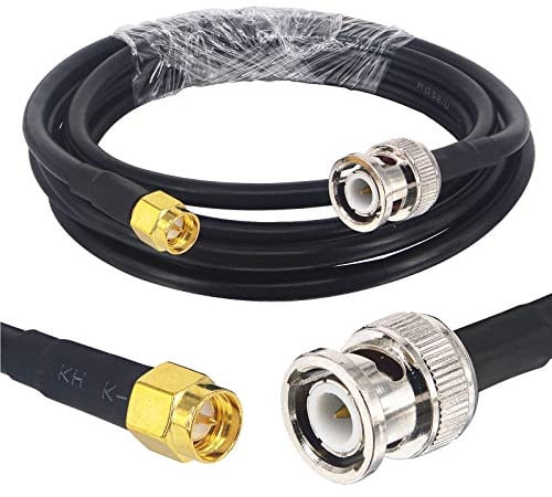 Boobrie Verbessert RG58 SMA zu BNC Kabel 2M SMA Stecker auf BNC Stecker Koaxialkabel Two Way Verlängerungskabel für Antennen WLAN-Geräte HF-Koaxialstecker WLAN