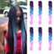 24” Trecce Capelli Finti Extension Ombre Viola&Lago Blu&Viola chiaro Treccine Afro Sintetici Fibre Jumbo Braiding, Confezione da 6