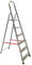 Escalera de Aluminio doméstica Ligera y Resistente, Apertura en Tijera, Plegable, con Cinta de Seguridad y peldaños de 8cm Antideslizantes, 6 PELDAÑOS. Uso Profesional.