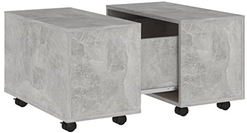 vidaXL Couchtisch Ausziehbar Beistelltisch Wohnzimmertisch Kaffeetisch Sofatisch Teetisch Tisch Wohnzimmer Betongrau 60x60x38cm Holzwerkstoff
