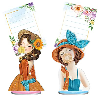 EXQULEG 2 Stück Diamond Painting Tischkartenhalter, Kartenhalter Diamant Painting Kits, Fotohalter Platzkartenhalter Tischdeko für Hochzeiten, Weihnachten, Taufe, Geburtstage (BQJ02)