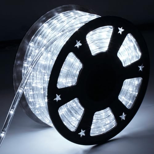 Randaco 10m LED Lichtschlauch, 240 LED Lichterschlauch Außen, IP20 Deko und Beleuchtung LED Schlauch, Schwarz Controller mit Memory-Funktion, für Garten, Party, Hochzeit, Halloween, Kaltweiß