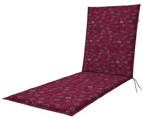 doppler Sedia a sdraio Living, cuscino per lettino da giardino, con ruote, ca. 195 x 60 x 6 cm, motivo floreale lampone