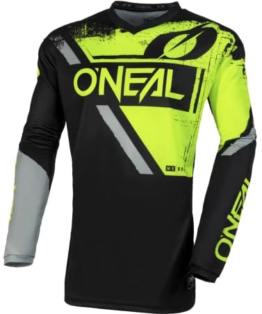 O'NEAL | Motocross-Jersey | MX Enduro | Gepolsterter Ellbogenschutz, V-Ausschnitt, atmungsaktiv | Element Jersey Shocker V.23 | Erwachsene | Schwarz Neon-Gelb | Größe M