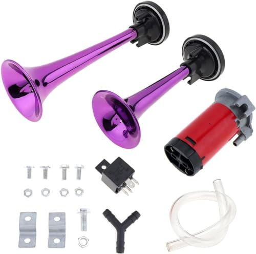 DriSentri Air Horn Kit for Truck Car, DriSentri 12V 178dB Super Loud Dual Tone Air Horn Set Trumpet Compressor for Motorcycle Car Boat Truck