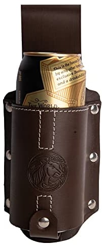 Hulara Bierholster aus Vollnarbenleder, kleines Flaschenholster für Herren, Cowboy-Bierhalter für Reisen/Outdoor, Bierholstergürtel