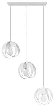 Sollux Pendelleuchte – Pendelleuchte Esstisch – Hängeleuchten & Pendelleuchten – Glühbirne Nicht im Lieferumfang Enthalten – Esstisch Pendelleuchte TULOS 3P Weiß - E27-Fassung