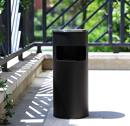 RELOVE Poubelle, 30 L Poubelle sur pied en acier inoxydable avec seau intérieur, Poubelle, poubelle sur pied, extérieur, bureau, hôtel et jardin (Noir-1pc (25 * 25 * 60cm))