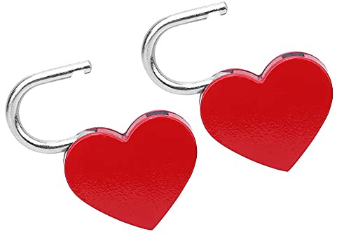 Heart Lock, 2 Sets Heart Lock MéTal Coloré Exquis Cadenas MéNage Artisanat Fournitures avec CléS Petit MéTal en Forme de Coeur Cadenas Mini Serrure avec Clé (Rouge)