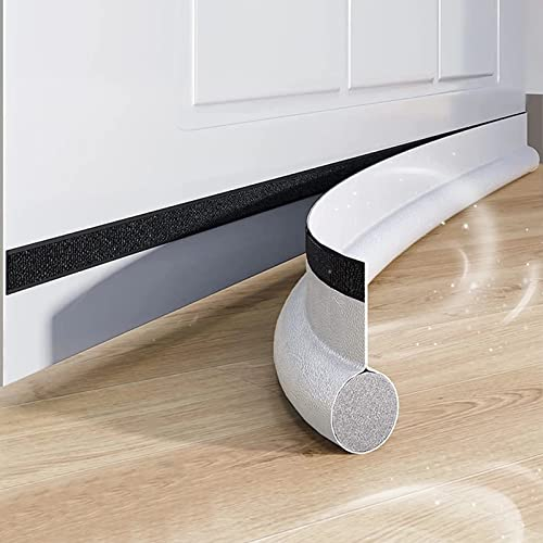 SPOKKI Türdichtung Selbstklebend Zugluftstopper für türen, 96cm Türbodendichtung effektive Türzugzug-Blocker isolierbar, Dichtung gegen Zugluft, Schalldicht, Türdichtung unten (Unilateral, Weiß)