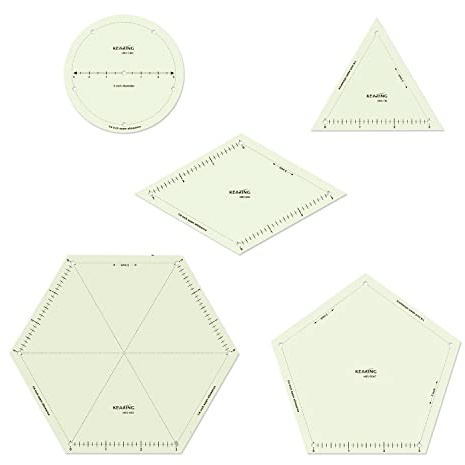 KEARING New Hot Hem Ruler for Sewing, Quilting Template Sets, Patented Heat Resistant Non-Slip Hot Ironing Ruler | Multi-Shapes Rulers with 1/4″ Seam Allowance and Marking Points, 3 Inches, 5 Pieces