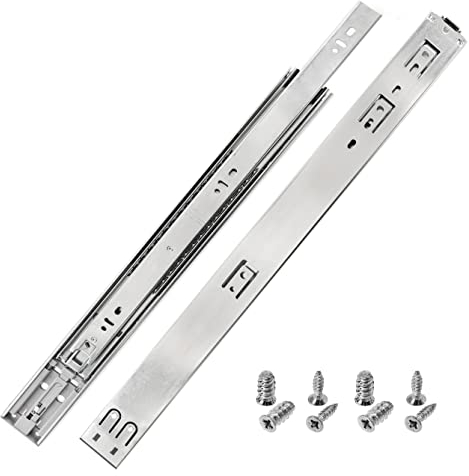 HELPMATE Schubladenschienen push-to-open Vollauszug 400 mm 1 Paar 2er Set Kugelvollauszüge Schubladenauszug Schienensystem Schubladenführung Stahl verzinkt silber inkl. Befestigungsmaterial