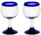 Copas de licor con mango 6cl, juego de 2 piezas, Copitas Altas azul, soplado a mano de México reciclado