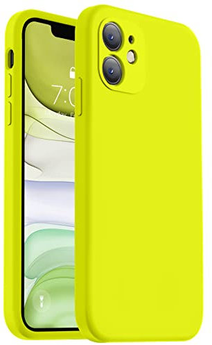 Vooii Compatible with iPhone 11 Case, Upgraded Liquid Silicone with [Flat Edges] [Camera Protection] [Soft Anti-Scratch Microfiber Lining] Phone Case for iPhone 11 6.1 inch - Neon Lemon