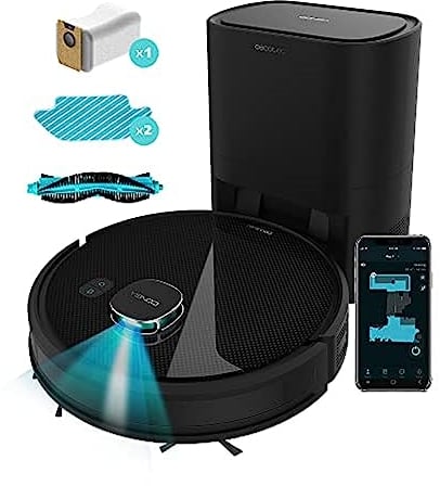 Cecotec Robot Aspirapolvere con Base Autosvuotante Conga 7290 Eternal Home X-Treme. Tecnologia laser, potenza 3000 Pa, spazzola multifunzione, controllo APP assistente Alexa, 2 mop