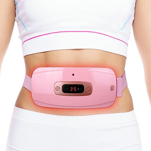 ACWOO Perioden Wärmegürtel, Kabellos Heizkissen Elektrisches Menstruations Wärmegürtel mit Massage, USB Tragbares Heating Pad Period zur Schmerzlinderung während der Rücken, unterleib Magen(Rosa)
