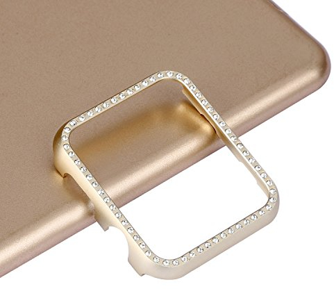 Custodia di Alluminio Compatibile con Apple Watch 6 40mm con Diamante, Brillantini Bumper Protezione Case Ultra Sottile in Metallo Cover Paraurti Rigida Compatibili con iWatch 40mm Serie SE/4/5/6, Oro