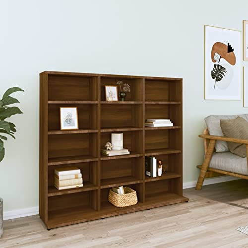TANZEM CD-Regal, CD Aufbewahrung, Medienregal, DVD-Regal, Album Für CDs, DVD Fächer, CD Ständer, Braun Eichen-Optik 102x23x89,5 cm Holzwerkstoff