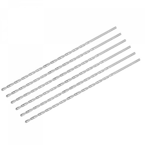 TA-VIGOR 6Pcs 4mm Extra Long Twist Drill Bits, 200mm Length High-Speed Steel HSS Straight Shank Spiral Drill Bits for Wood Metal Aluminum Plastic
