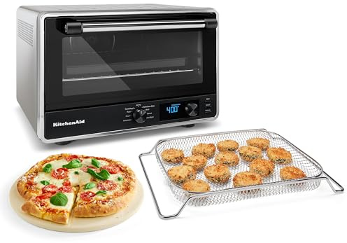 KitchenAid KCO128CU, forno digitale da banco con pietra per friggere ad aria e pizza, colore argento