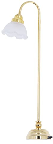 Miniature Dollhouse Floor Lamp, 1/12 Scale Miniature Furniture LED Light Battery Operated Dollhouse Miniature LED Lamp Floor Lamp for Dolls House Decor