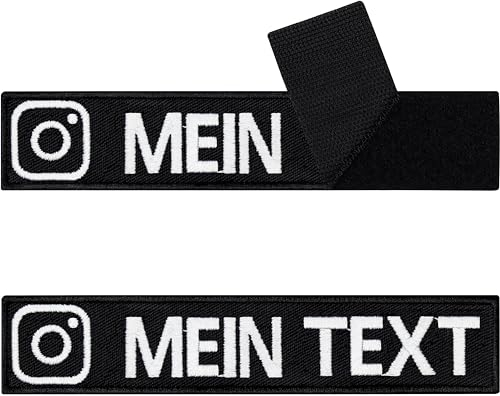 Instagram Klettpatch personalisieren - Patch personalisiert mit Klettverschluss - Aufnäher mit Klett individuelle Namensschilder - Klett Patch selbst gestalten - 125x25mm