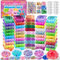 Kit de Fabrication de Slime 50 Couleurs, kit de Fabrication de Slime pour Les Filles, Slime cristallin, Slime Phosphorescent avec Boules de Mousse, Breloques, Paillettes, Cadeaux Jouets pour Enfants