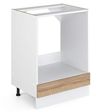 Vicco Herdumbauschrank R-Line, Herdschrank, Sonoma/Weiß, 60 cm, AP Eiche