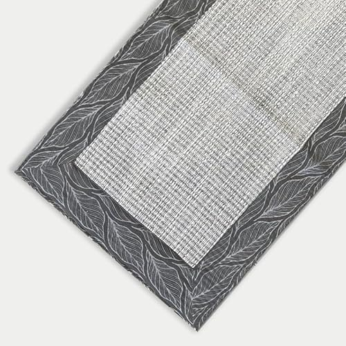 spiga la tua casa con stile Tappeto Arredo in Cotone, Lavabile in Lavatrice, Varie Colorazioni e Misure. Tappeto corsia arredo per cucina e non solo (FOGLIE GRIGIO, 50 x 240 cm)