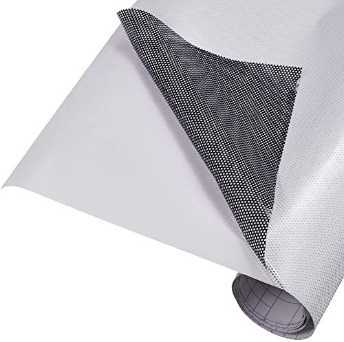 Car Window Tint Film Roll,Car Window Privacy Film White Perforated Vinyl Window Film, Mesh Stickers Room Privacy Window Stickers House Office Car Glass Door Sticker Decoration(White-black,50x200cm)