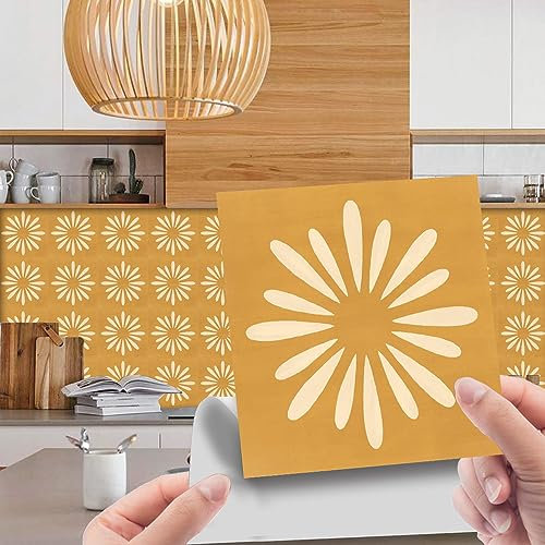 Klebefliesen Küche Orange Selbstklebende Wasserfeste Pvc,Hitzebeständig Fliesen Dekorative Wandaufkleber Für Heimwerker, Küche, Badezimmer,Schlafzimmer, Büro, Möbel 10X10Cm