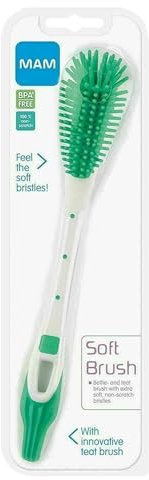 MAM Baby Bottle Teat Soft Brush Pack of 1 Non Scratch Silicone Bristles 2in1 Milk Flask Nipple Scrub Cleaner with Welari Thank You Card | (1pack) (1kg)