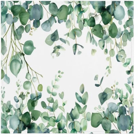 Stoffservietten, Eukalyptus-grüne Blätter, Stoffservietten, 6 Stück, waschbar, wiederverwendbar, Tischservietten für Hochzeiten, Partys, Urlaub, Familienessen, 50,8 x 50,8 cm