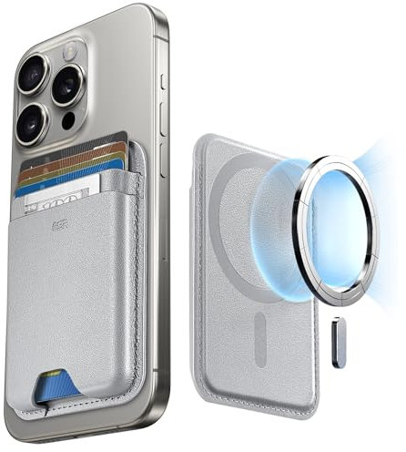 ESR for MagSafe Wallet, 5-Card Holder, iPhone Wallet with 3,200 g Magnetic Strength, Vegan Leather, Magnetic Wallet for iPhone, for iPhone 16/15/14/13/12 Series, Not for 13/12 Mini, Grey