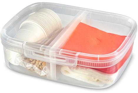Curver Frischhaltedose mit Klickverschluss 3,3 L Snap Box Lunchbox mit Trennwand Kunststoff eckig Mikrowelle Spülmaschine Kühlschrank stapelbar