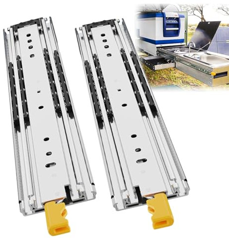 1 Paar Schubladenschienen Mit Verriegelung, Schwere Teleskopschienen, Leicht Anzubringen, Schubladenauszug Für Küche Wohnmobil Camping(20in)