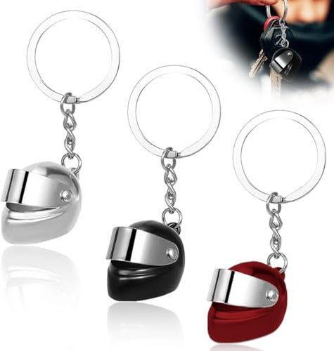 UYVPAER 3 Stück Motorrad Helm Schlüsselanhänger, Motorradfahrer Geschenkidee Biker Geschenk 3D Mini Schlüsselanhänger Motorrad Helm Schlüsselanhänger Anhänger Für Geburtstags Und Feiertagsgesc