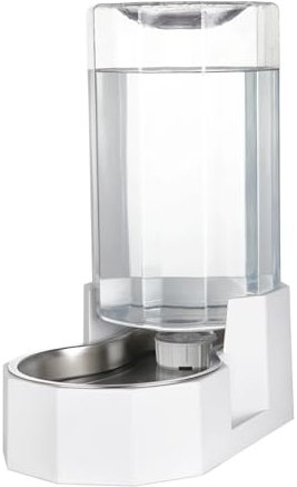 Sfozstra Automatic Pet Water Dispenser: 8L White Gravity Stainless Steel Water Bowl- Without Filter- Angular Water Feeder for for 30-60 LB Senior Pet Dogs with Neck Pain Relief in Living Room Bedroom