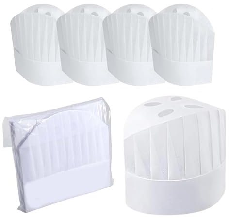 ZHYUAN 20 Piezas Gorrodecocina,Sombrerosdechef Unisex,GorroCocina,GorrosdeChef,GorrodeChef,Set de Sombrero de Cocina,Gorros de Cocinero,Adecuado para Cocina,tareas domésticas y restaurantes