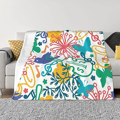 ZORIN Flanell-Fleece-Überwurfdecke, 127,7 x 101,6 cm, 3D-Druck, Frühlingsmusik, Symphonie, ultraweiche Decken für Sofa, Reisen, Campingcouch